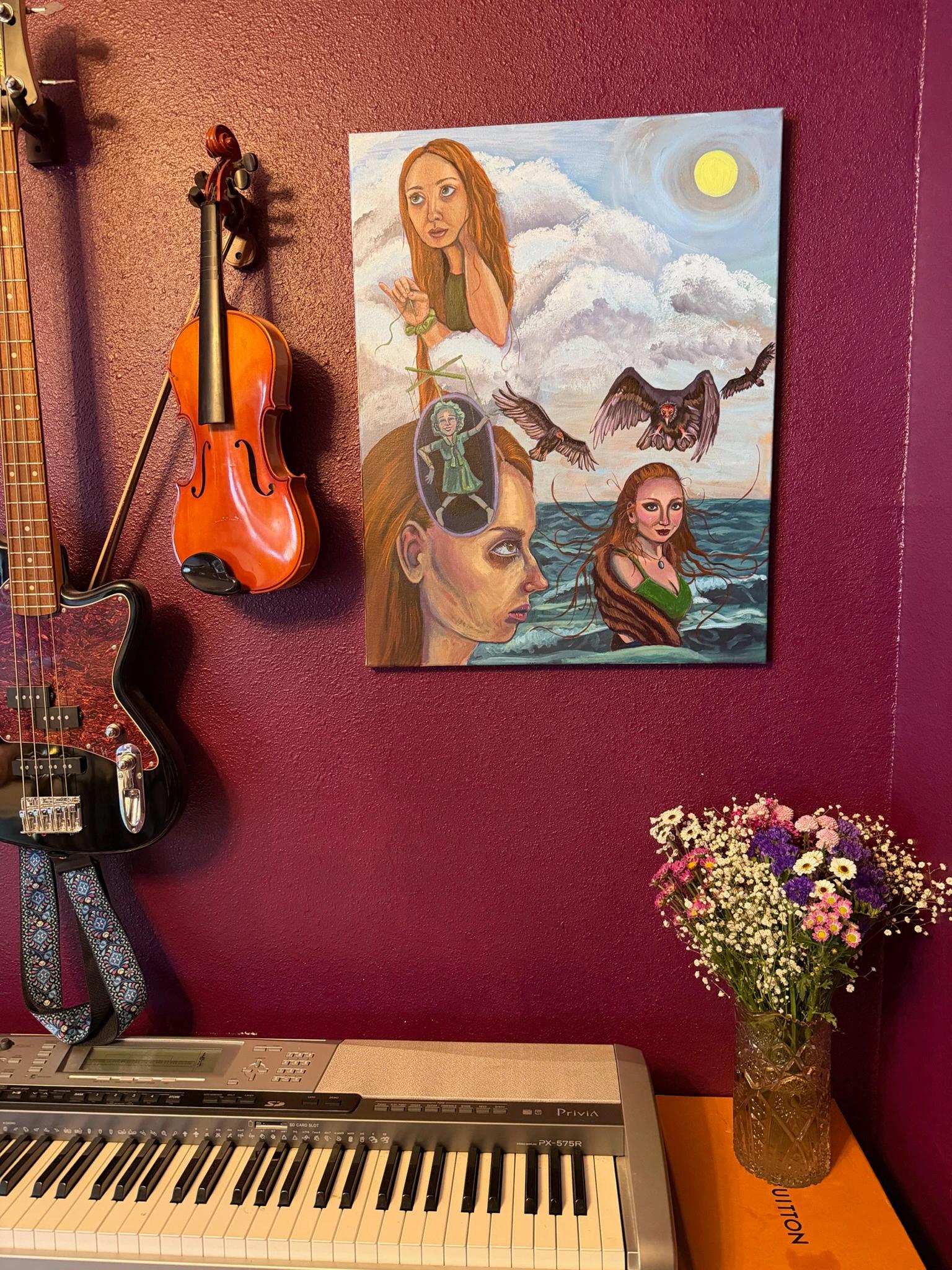 Artwork by Sel Tasteme titled Me to Me with Flowers Display.